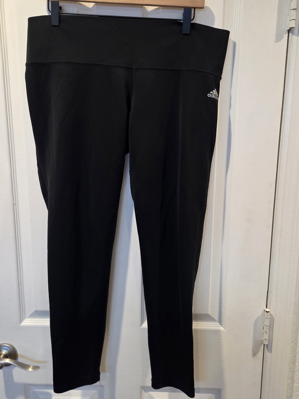 adidas Clima Lite Black High-Waist Performance Leggings with White Logo